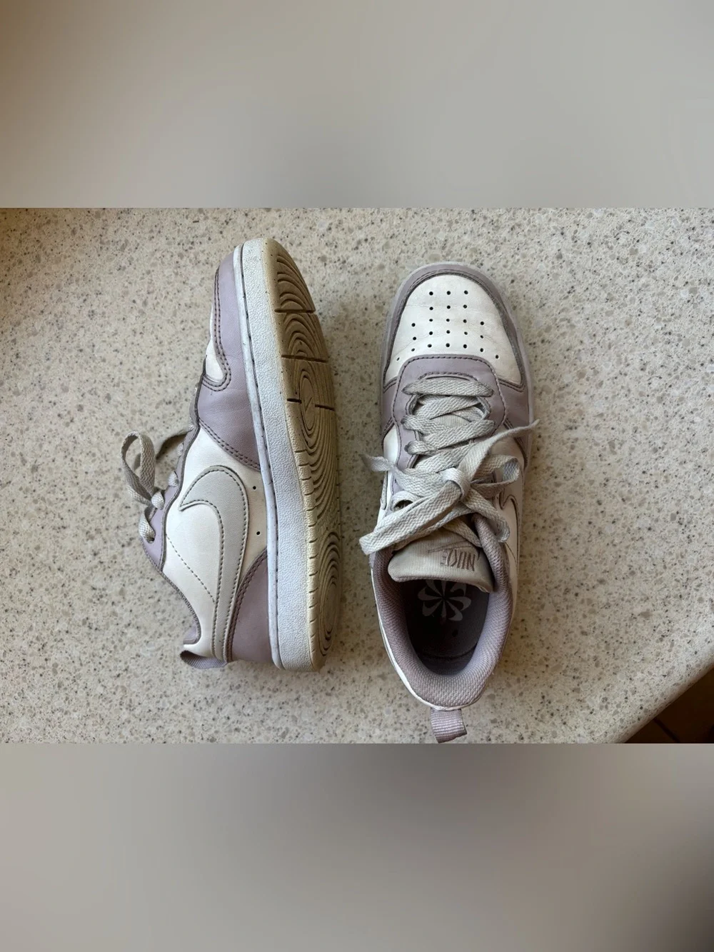 Nike Kids Shoes Court Borough Low Recraft Sneakers White Grey Purple in Size 3.5